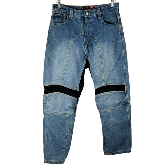 Icon Recon Jeans Mens 34 Denim Pants Asphalt Technologies Knee Motorcycle Blue